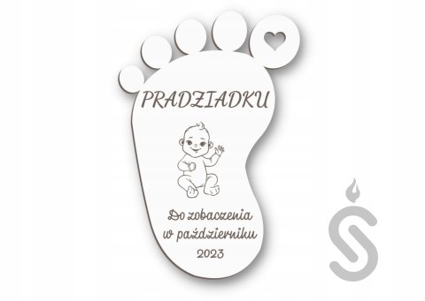 Stopka dziecka magnes - Zaproszenie dla Pradziadka na Chrzest i Narodziny Stopka dziecka magnes - Zaproszenie dla Pradziadka na Chrzest i Narodziny